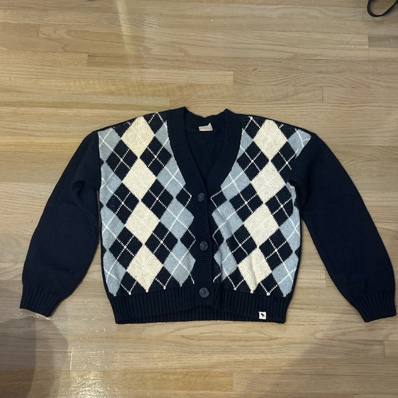 abercrombie kids Sweaters - Abercrombie Kids Navy and White Argyle Cardigan